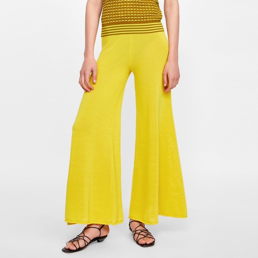 Zara knit wide leg flare pant